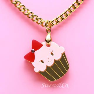 Miss Cupcake Strawberry Crystal Gold Necklace Miss Cupcake Strawberry Crystal Gold Necklace