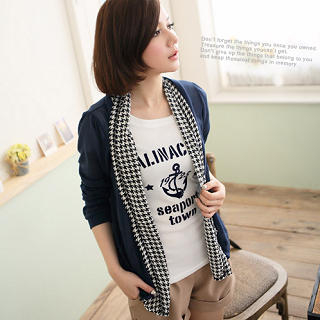 Houndstooth-Panel Cardigan Houndstooth-Panel Cardigan