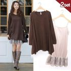 Celli Girl - Set: Asymmetric Hem Knit Dress + Layered Hem Slipdress