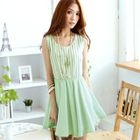 Tokyo Fashion - Sleeveless Striped-Bodice Dress