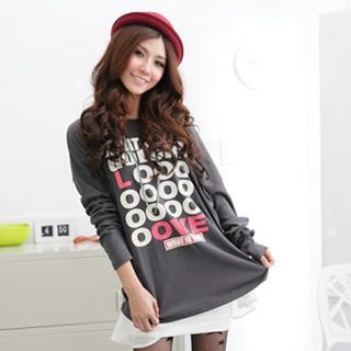 'Love' Print Scoop-Neck Tee
