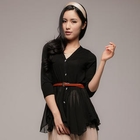 Ringnor - Chiffon Hem Button-Front Cardigan