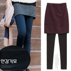 Soneed - Skirt Overlay Brushed Fleece Leggings