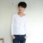 JBROS - V-Neck Long-Sleeve T-Shirt