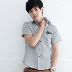 MR.PARK - Short-Sleeve Embroidered Striped Shirt