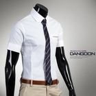 DANGOON - Striped Trim Short-Sleeve Shirt 