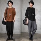 HALUMAYBE - Drop-Crotch Harem Pants