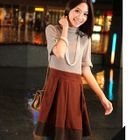 Tokyo Fashion - Short-Sleeve Turtleneck Color-Block Dress