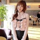 CLICK - Ruffle-Front Chiffon Blouse