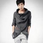 deepstyle - Drape-Front High Neck Shirt
