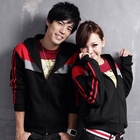 MR.PARK - Stripe-Trim Color-Block Hoodie