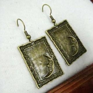Copper Moon Stamp Earrings