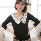 CatWorld - Crochet-Neckline Buttoned Top