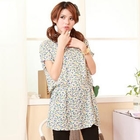 ZOO - V-Neck Floral Gathered-Waist Dress