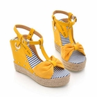 Grace Candy - Bow-Accent T-Strap Espadrille Wedges