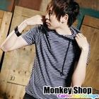 Monkey Shop - Striped Hooded Pullover
