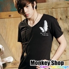 Monkey Shop - V-Neck Short-Sleeve Print Tee