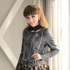 JK2 - Faux-Leather Ruffled Zip Jacket