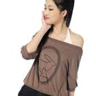 prischu essentials - Set : Off-Shoulder Rabbit Print Top + Halter Tank Top