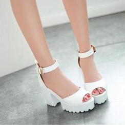 JY Shoes - Ankle Strap Platform Heeled Sandals JY Shoes - Ankle Strap Platform Heeled Sandals