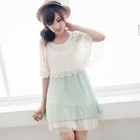 BAIMM - Lace Capelet Overlay Pleated Dress