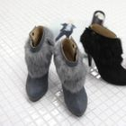 pinkdiamond - Faux-Fur Trim Ankle Boots