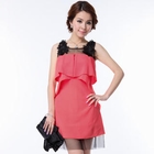 O.SA - Flower-Accent Tulle-Panel Layered Dress