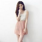 D.P-Shop - Pleated-Hem Sleeveless Chiffon Dress