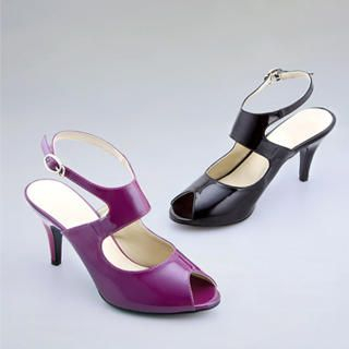 Open-Toe Ankle-Strap Patent Sandals Open-Toe Ankle-Strap Patent Sandals