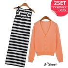 MoDN - Set: Striped Sleeveless Dress + Cardigan