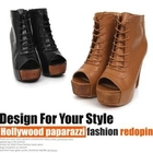 REDOPIN - Peep-Toe Platform Ankle Boots