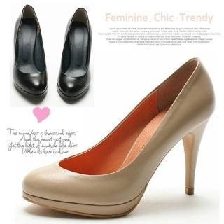 Genuine Leather Platform Stilettos