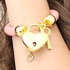 59 Seconds - Heart Padlock Faux-Leather Bracelet
