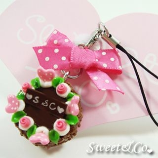Sweet & Co. - Sweet Ribbon Brown Rose Cake Cell Phone Strap Sweet & Co. - Sweet Ribbon Brown Rose Cake Cell Phone Strap