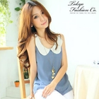 Tokyo Fashion - Contrast-Collar Layered Chiffon Top