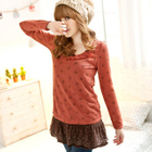 Tokyo Fashion - Set: Bow-Print Top + Lace-Trim Camisole