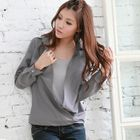 RingBear - Inset Scoop Neck Long Sleeve Blouse