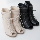 HAPPY CAT - Open-Toe Lace-Up Ankle Boots