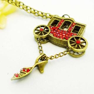 Cinderella With Crystal Shoes Necklace -Copper 