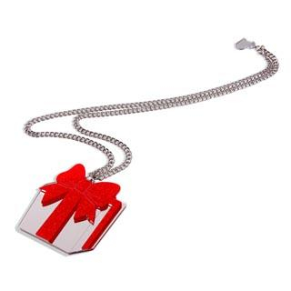 XL Red Glitter Present Long Necklace