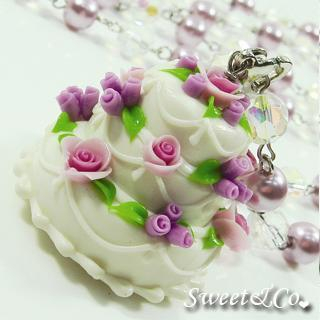 Sweet 3layer Purple Cream Cake Long Crystal Pearl Necklace Sweet 3layer Purple Cream Cake Long Crystal Pearl Necklace