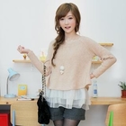 CLICK - Set: Cropped Knit Top + Layered Lace Sleeveless Top
