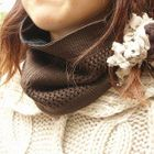 ESCOBARIA - Color Reversible Neckwarmer - Open Knit/Stripe