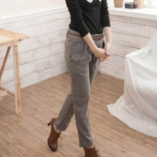 Houndstooth Harem Pants with Woven Belt