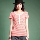 Ando Store - Short-Sleeve Pocket-Detail Striped Henley