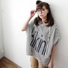 BAIMM - Print Hooded Striped Top