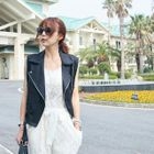 ARIA MALL - Detachable-Sleeve Zip Detail Jacket