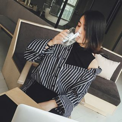 EFO - Mock Two-Piece Striped Shirt EFO - Mock Two-Piece Striped Shirt