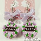 Sweet & Co. - S&C Sweet Ribbon Purple Rose Cake Earrings
