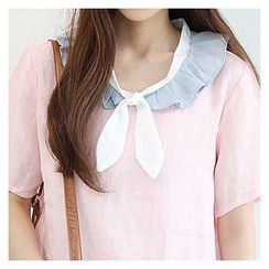 Sechuna - Tie-Neck Frill-Trim Top Sechuna - Tie-Neck Frill-Trim Top